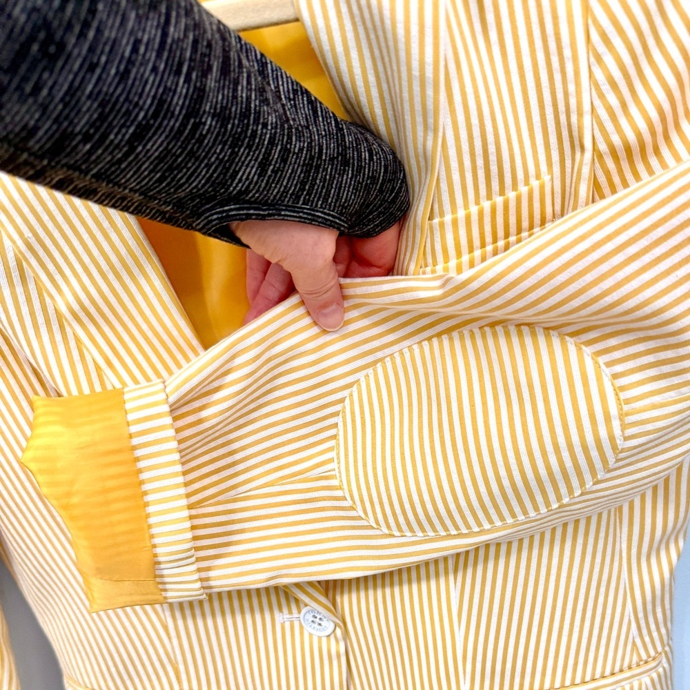 Tommy Hilfiger Yellow Pinstripe Blazer Size 8 - Picture 4 of 5